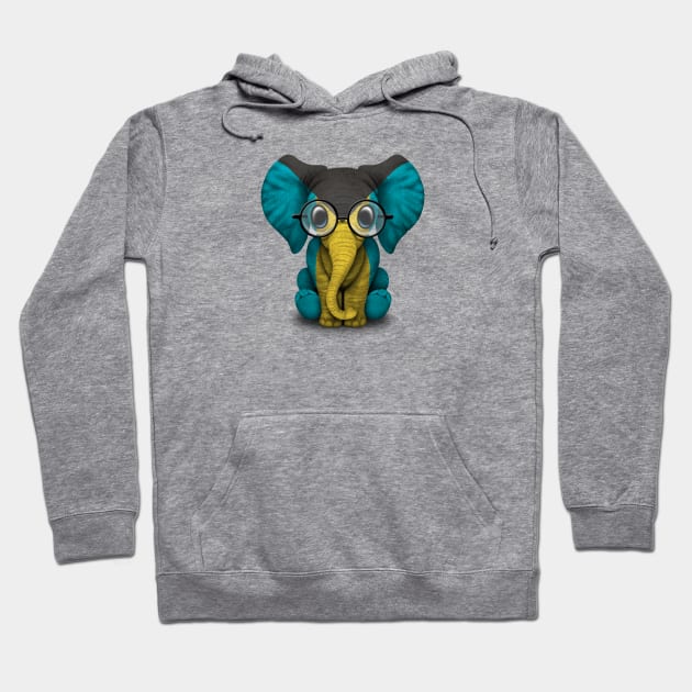 Baby Elephant with Glasses and Bahamas Flag Hoodie by jeffbartels